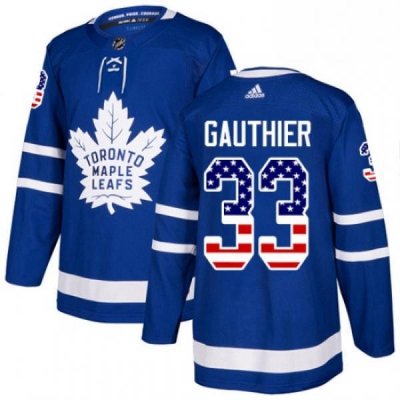 Youth Adidas Toronto Maple Leafs 33 Frederik Gauthier Authentic Royal Blue USA Flag Fashion NHL Jersey