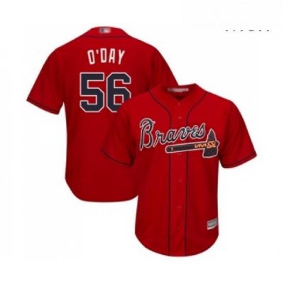 Mens Atlanta Braves 56 Darren O Day Replica Red Alternate Cool Base Baseball Jersey