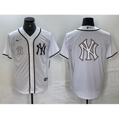 Men NeW York Yankees White Team Big Logo Cool Base Stitched Baseball Jersey 27