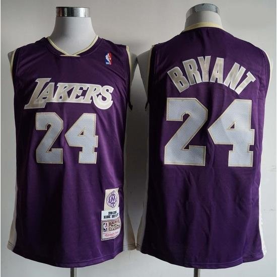 Men Los Angeles Lakers Kobe Bryant 24 Mitchell Ness Rice Purple NBA Jersey