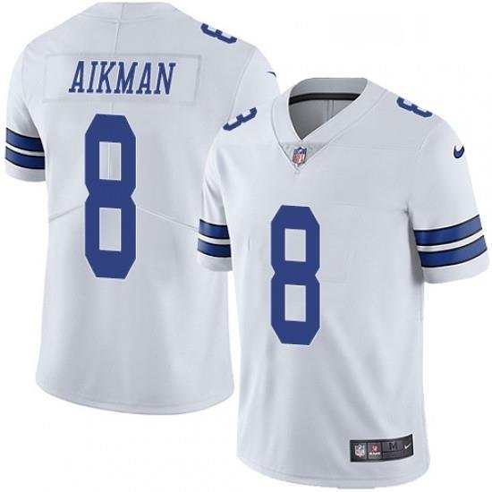 Mens Nike Dallas Cowboys 8 Troy Aikman White Vapor Untouchable Limited Player NFL Jersey