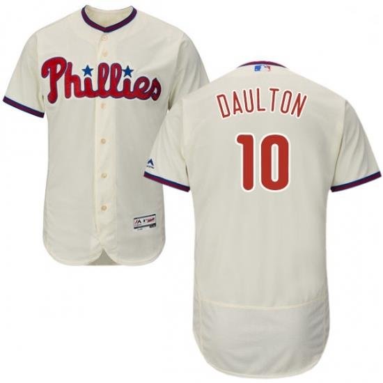 Mens Majestic Philadelphia Phillies 10 Darren Daulton Cream Alternate Flex Base Authentic Collection MLB Jersey