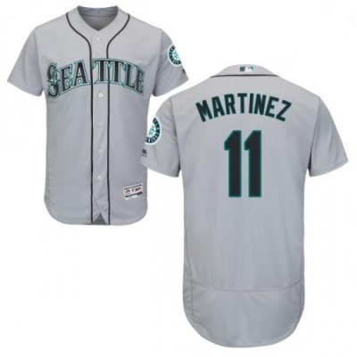 Mens Majestic Seattle Mariners 11 Edgar Martinez Grey Flexbase Authentic Collection MLB Jersey