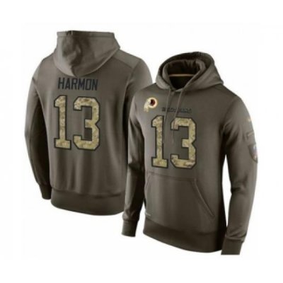 Football Mens Washington Redskins 13 Kelvin Harmon Green Salute To Service Pullover Hoodie