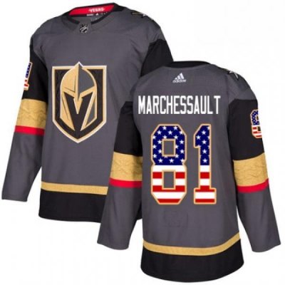 Youth Adidas Vegas Golden Knights 81 Jonathan Marchessault Authentic Gray USA Flag Fashion NHL Jersey