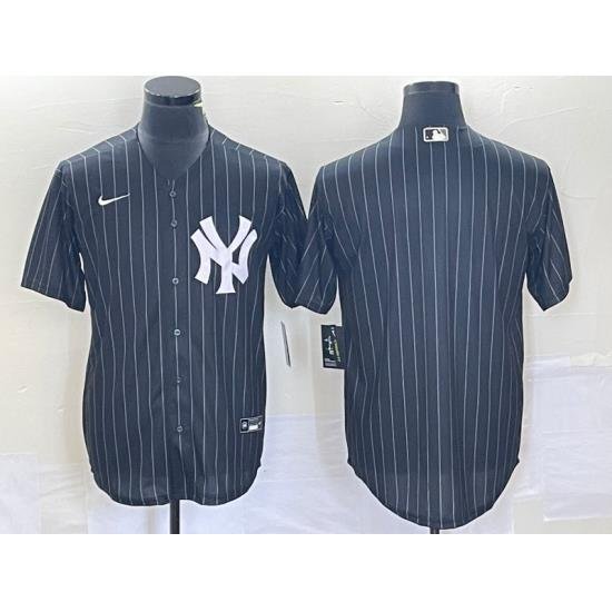 Men NeW York Yankees Blank Black Cool Base Stitched Baseball Jersey