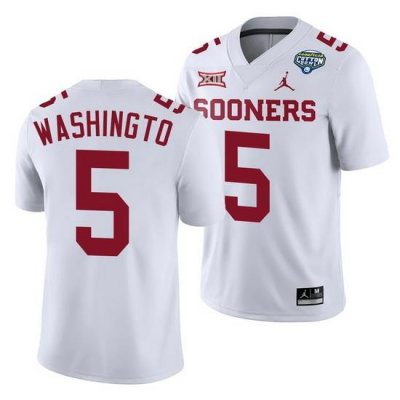 Oklahoma Sooners Woodi Washington White 2020 Cotton Bowl Classic College Football Jersey