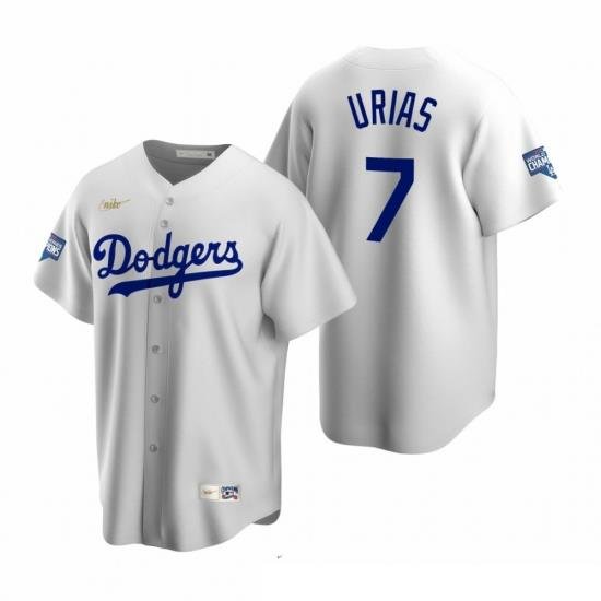 Men Brooklyn Los Angeles Dodgers 7 Julio Urias White 2020 World Series Champions CooperstoWn Collection Jersey