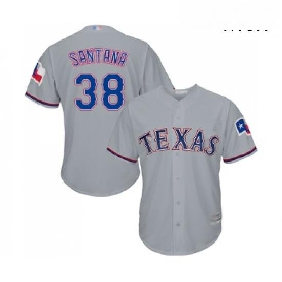 Mens Texas Rangers 38 Danny Santana Replica Grey Road Cool Base Baseball Jersey