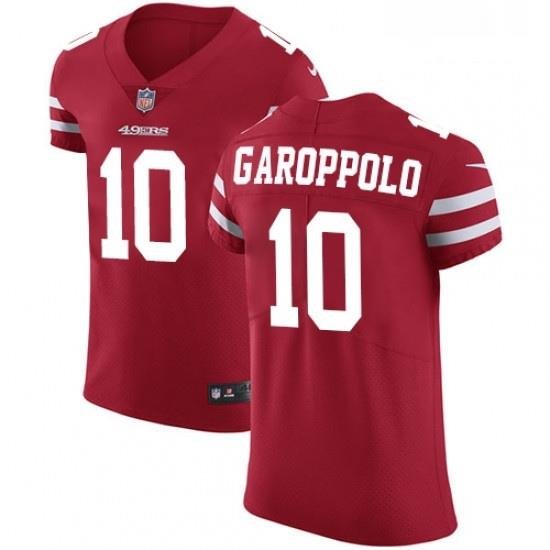 Mens Nike San Francisco 49ers 10 Jimmy Garoppolo Red Team Color Vapor Untouchable Elite Player NFL Jersey