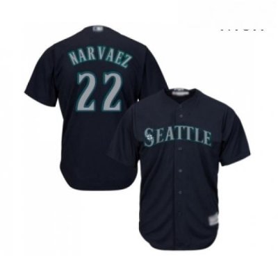 Mens Seattle Mariners 22 Omar Narvaez Replica Navy Blue Alternate 2 Cool Base Baseball Jersey