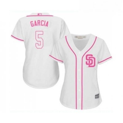 Womens San Diego Padres 5 Greg Garcia Replica White Fashion Cool Base Baseball Jersey