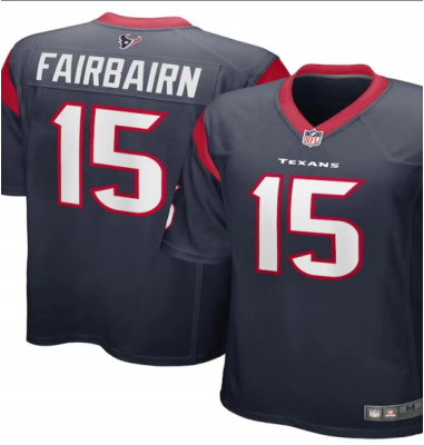 Men Women Youth Houston Texans #15 Fairbairn Navy Stitched NFL Jersey