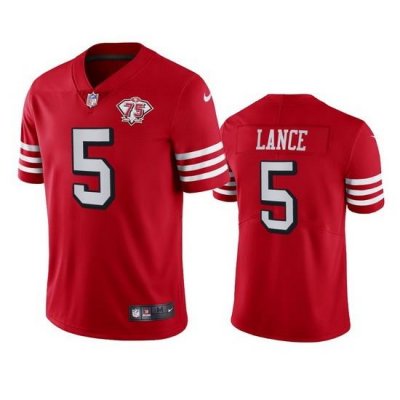 Nike San Francisco 49ers 5 Trey Lance Red Rush Men 75th Anniversary Stitched NFL Vapor Untouchable Limited Jersey