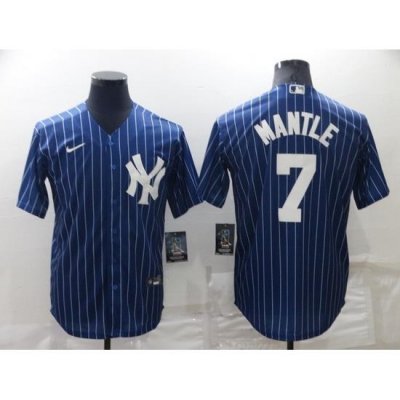 Men NeW York Yankees 7 Mickey Mantle Navy Cool Base Stitched Jerse