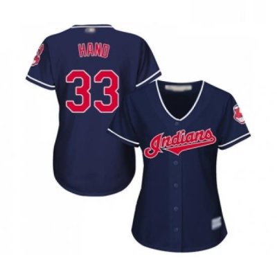 Womens Cleveland Indians 33 Brad Hand Replica Navy Blue Alternate 1 Cool Base Baseball Jersey