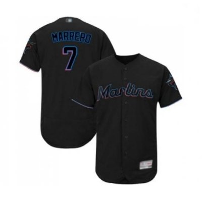 Mens Miami Marlins 7 Deven Marrero Black Alternate Flex Base Authentic Collection Baseball Jersey