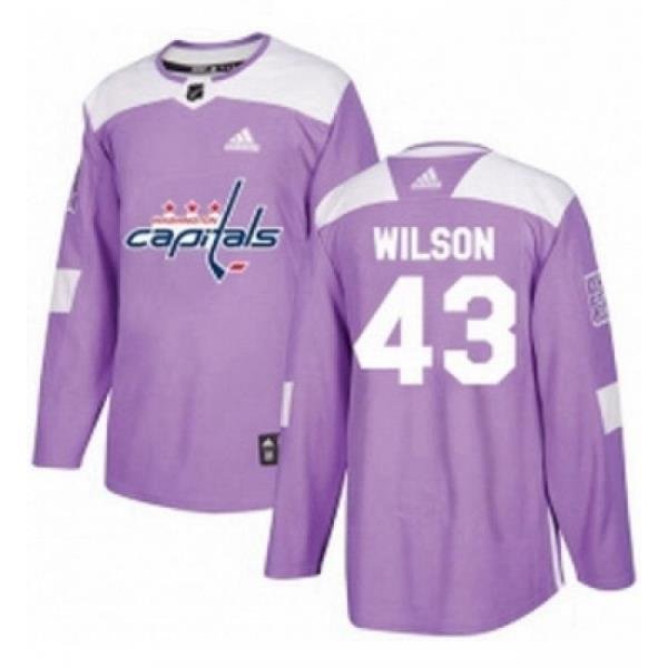 Youth Adidas Washington Capitals 43 Tom Wilson Authentic Purple Fights Cancer Practice NHL Jersey