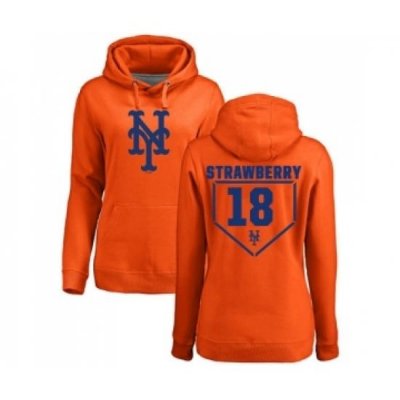 MLB Women Nike New York Mets 18 Darryl Strawberry Orange RBI Pullover Hoodie