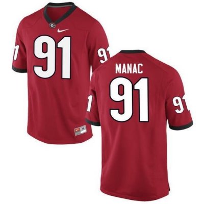 Men Georgia Bulldogs #91 Chauncey Manac College Football Jerseys-Red