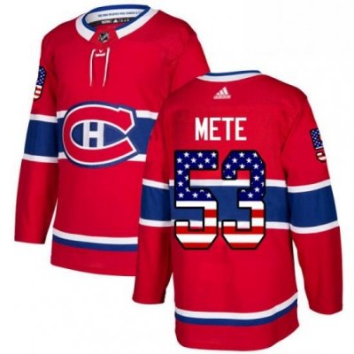 Mens Adidas Montreal Canadiens 53 Victor Mete Authentic Red USA Flag Fashion NHL Jersey