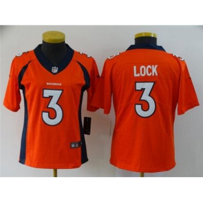 Women Nike Broncos 3 Drew Lock Orange Women Vapor Untouchable Limited Jersey