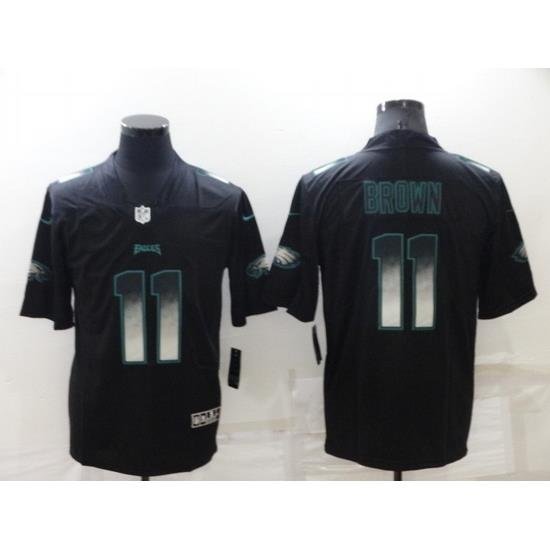 Men Philadelphia Eagles 11 A J Brown Black Smoke Fashion Limited Stitched Jerse