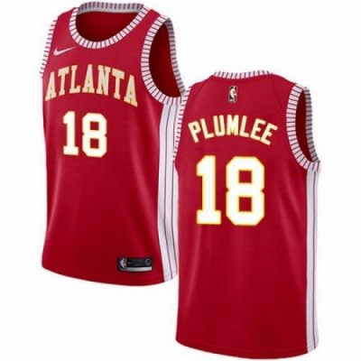 Mens Nike Atlanta Hawks 18 Miles Plumlee Authentic Red NBA Jersey Statement Edition