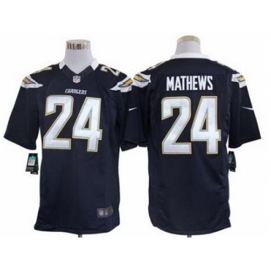 Nike San Diego Chargers 24 Ryan MatheWs Dark Blue LIMITED NFL Jersey