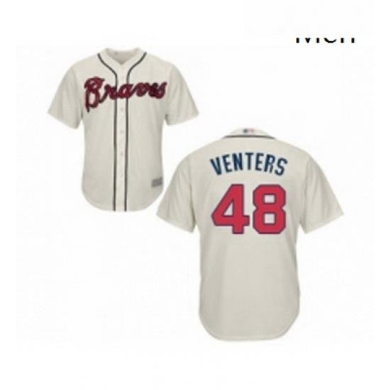 Mens Atlanta Braves 48 Jonny Venters Replica Cream Alternate 2 Cool Base Baseball Jersey