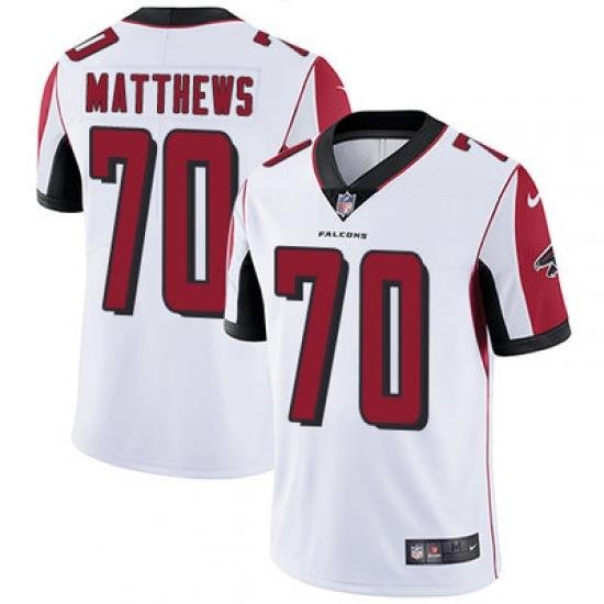 Nike Falcons #70 Jake Matthews White Mens Stitched NFL Vapor Untouchable Limited Jersey