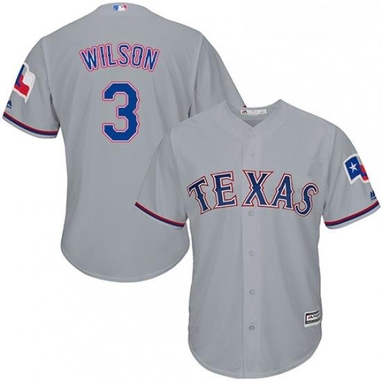 Youth Majestic Texas Rangers 3 Russell Wilson Replica Grey Road Cool Base MLB Jersey