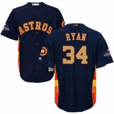 Youth Majestic Houston Astros 34 Nolan Ryan Authentic Navy Blue Alternate 2018 Gold Program Cool Base MLB Jersey