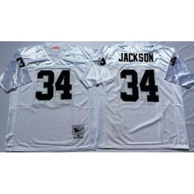 Men Las Vegas Raiders 34 Bo Jackson White M&N Throwback Jersey