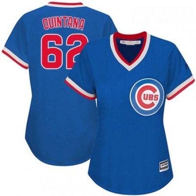 Womens Majestic Chicago Cubs 62 Jose Quintana Authentic Royal Blue Cooperstown MLB Jersey