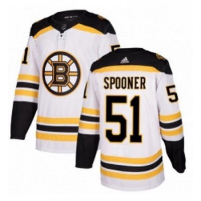 Womens Adidas Boston Bruins 51 Ryan Spooner Authentic White Away NHL Jersey