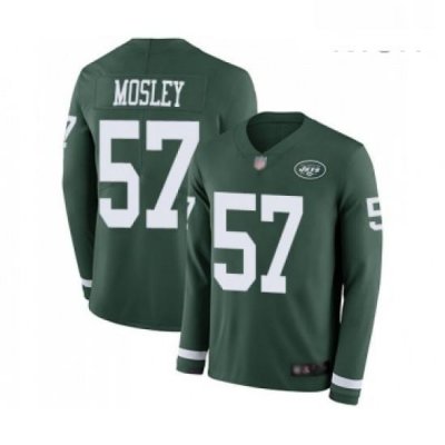 Mens NeW York Jets 57 CJ Mosley Limited Green Therma Long Sleeve Football Jersey