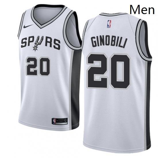 Mens Nike San Antonio Spurs 20 Manu Ginobili Swingman White Home NBA Jersey Association Edition