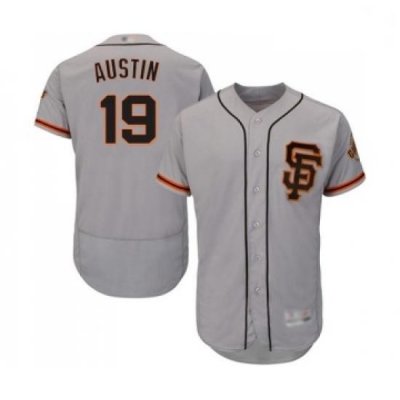 Mens San Francisco Giants 19 Tyler Austin Grey Alternate Flex Base Authentic Collection Baseball Jersey