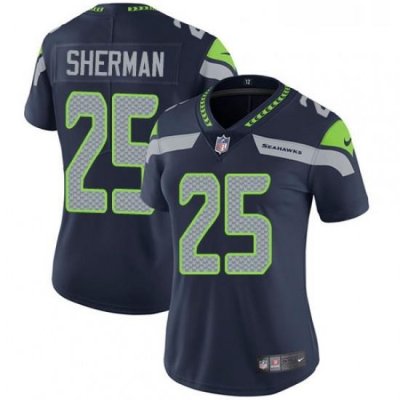 Womens Nike Seattle SeahaWks 25 Richard Sherman Steel Blue Team Color Vapor Untouchable Limited Player NFL Jersey