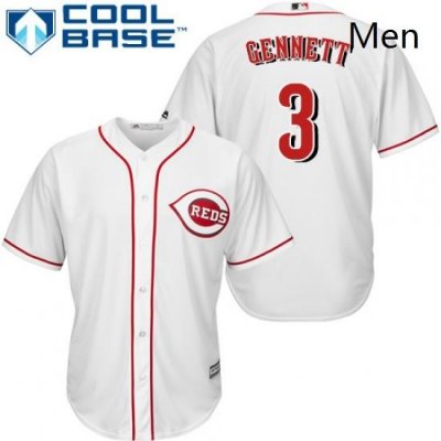 Mens Majestic Cincinnati Reds 3 Scooter Gennett Replica White Home Cool Base MLB Jersey