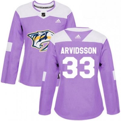 Womens Adidas Nashville Predators 33 Viktor Arvidsson Authentic Purple Fights Cancer Practice NHL Jersey