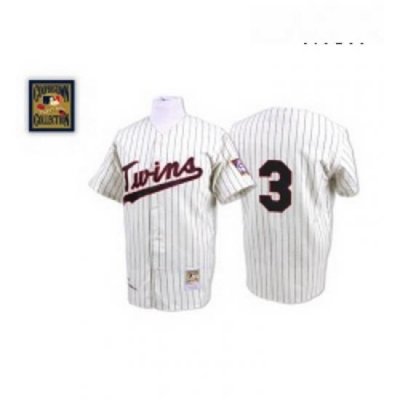 Mens Mitchell and Ness Minnesota TWins 3 Harmon KillebreW Authentic WhiteBlue Strip ThroWback MLB Jersey