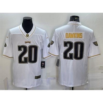 Men Philadelphia Eagles 20 Brian Dawkins White Gold Limited Stitched Jersey