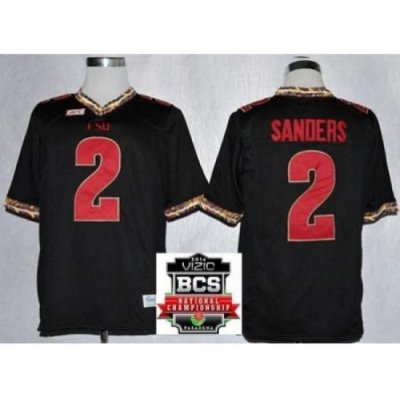 Florida State Seminoles (FSU) 2 Deion Sanders Black College Football NCAA Jerseys 2014 Vizio BCS National Championship Game Patch