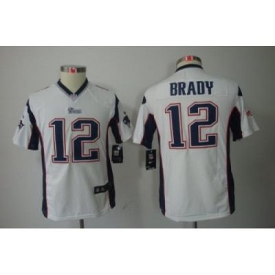 Youth Nike New England Patriots 12# Brady White Color[Youth Limited Jerseys]