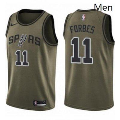 Mens Nike San Antonio Spurs 11 Bryn Forbes Swingman Green Salute to Service NBA Jersey