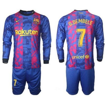 Men Barcelona Long Sleeve Soccer Jerseys 517