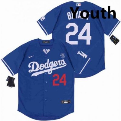 Youth Dodgers 24 Kobe Bryant Blue Cool Base Stitched MLB Jersey