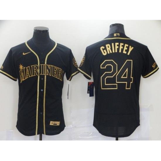 Men Seattle Mariners 24 Griffey Black Elite Nike 2021 MLB Jerseys